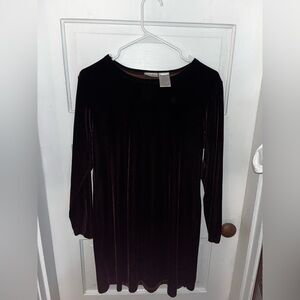 Vintage Red Velvet Long Sleeve Swing Dress